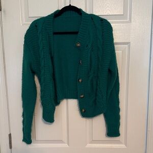Cider Teal Button-Up Cardigan